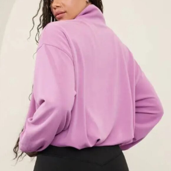 Athleta Seasoft 1/4 Zip Bubble Hem Sweatshirt - Mauve Pink - Size Medium - Picture 2 of 14